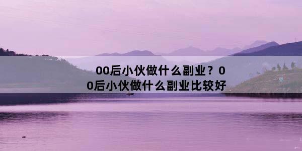 00后小伙做什么副业？00后小伙做什么副业比较好