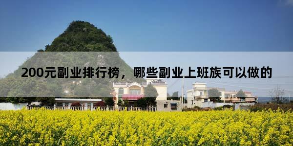 200元副业排行榜，哪些副业上班族可以做的