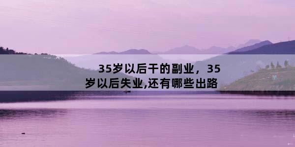 35岁以后干的副业，35岁以后失业,还有哪些出路