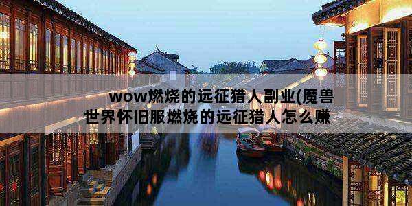 wow燃烧的远征猎人副业(魔兽世界怀旧服燃烧的远征猎人怎么赚钱)