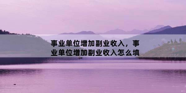事业单位增加副业收入，事业单位增加副业收入怎么填