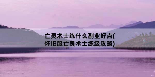 亡灵术士练什么副业好点(怀旧服亡灵术士练级攻略)