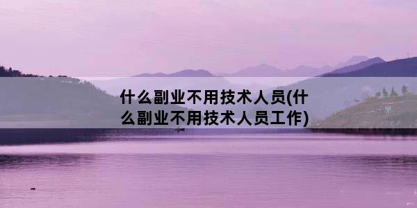 什么副业不用技术人员(什么副业不用技术人员工作)