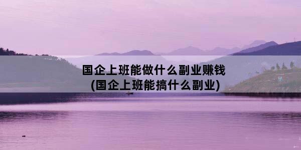 国企上班能做什么副业赚钱(国企上班能搞什么副业)