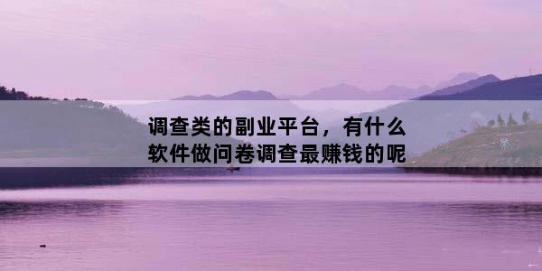 调查类的副业平台，有什么软件做问卷调查最赚钱的呢