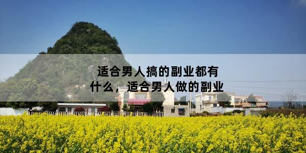 适合男人搞的副业都有什么，适合男人做的副业