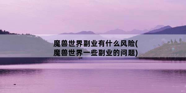魔兽世界副业有什么风险(魔兽世界一些副业的问题)